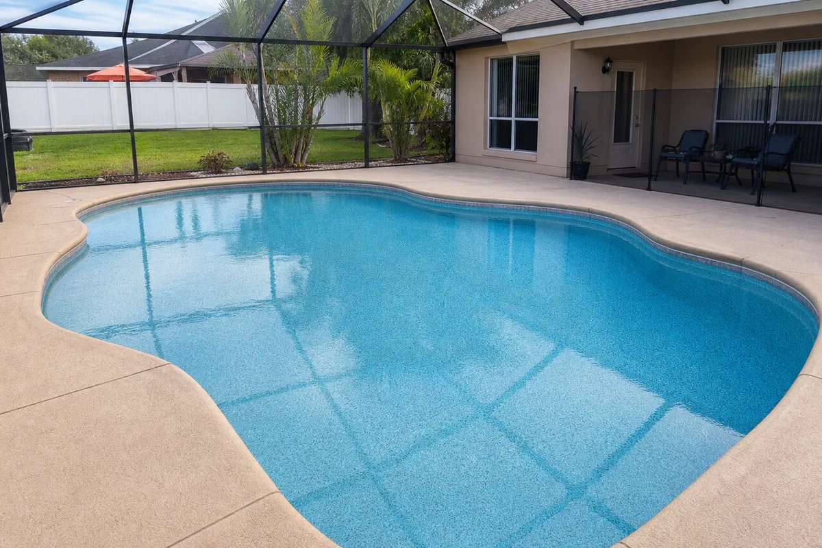 Illustrative finished quartz pool surface for southern Brevard resurfacing planning